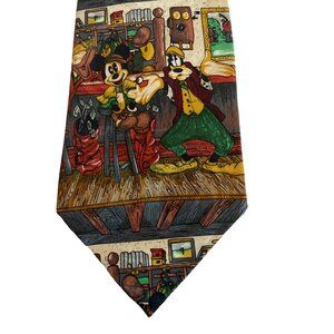 Vtg Tie Mickie Mouse Goofy Donald Duck golf country club cartoon Mickie & CO.